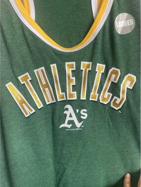 Oakland Athletics Ladies Tank Top Green Yellow White Size Large